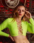 Candyland Long Sleeve String Front Crop Top