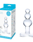 4 Inch Beaded Glass Butt Plug with Tapered Base