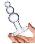 4 Inch Beaded Glass Butt Plug with Tapered Base