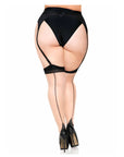 Leg Avenue - Two Toned Lycra Sheer Thigh High With Backseam And Cuban Heel