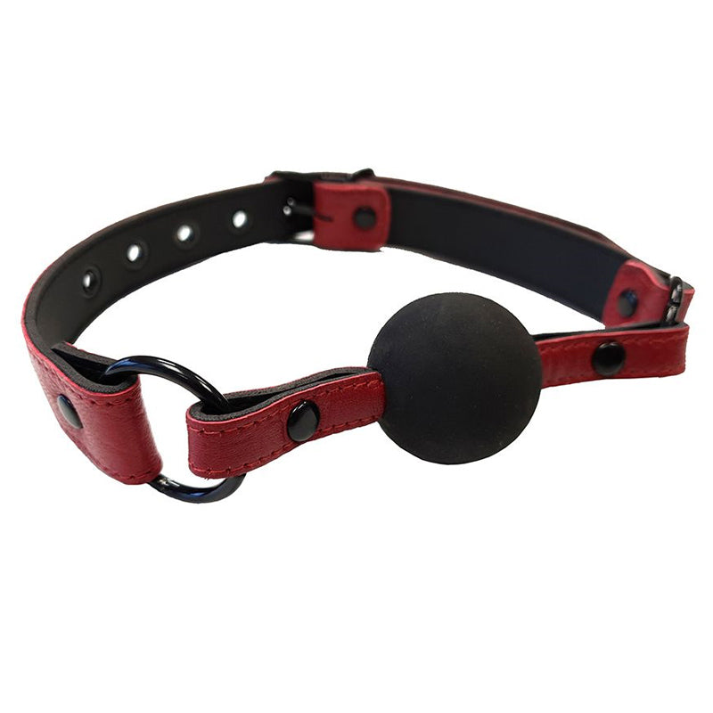 Rouge Leather Ball Gag with Rubber Ball
