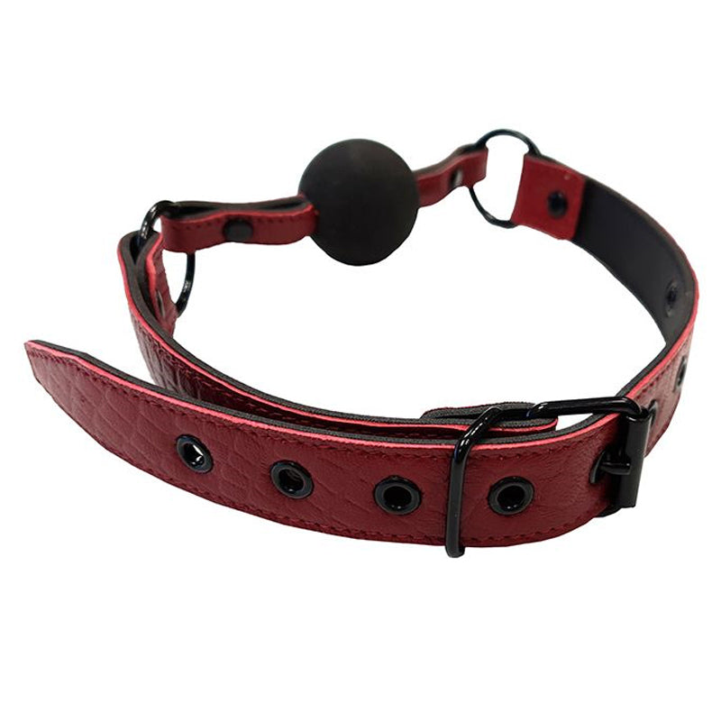 Rouge Leather Ball Gag with Rubber Ball