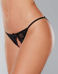 Allure Lace Panty With Open Front & Lace And Elastic Strap Back