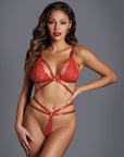 Adore The Flame Strappy Lace Bra & Thong Set