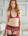 Allure Lace And Mesh Bra And Garter G-String