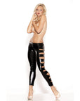 Kitten Wet Look Leggings With Side Hole