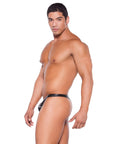 Zeus Wet Look Zipper Stud Thong