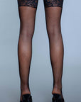 Fishnet Thigh Highs With Lace Top