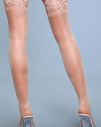 Stay Up Spandex Sheer Thigh Highs With Silicone Lace Top