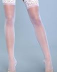 Stay Up Spandex Sheer Thigh Highs With Silicone Lace Top