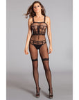 Ruffle Shoulder Strap Crotchless Sheer Bodystocking
