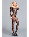 Scooped Neck Long Sleeve Crotchless Bodystocking