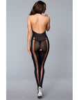 Halter Neck Crotchless Bodystocking With Cut Outs