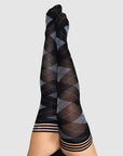 Kixies Not Your Grandmas Argyle Thigh High Tights