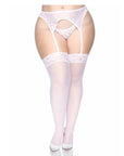 Leg Avenue - Sheer Lace Top Stockings with Backseam