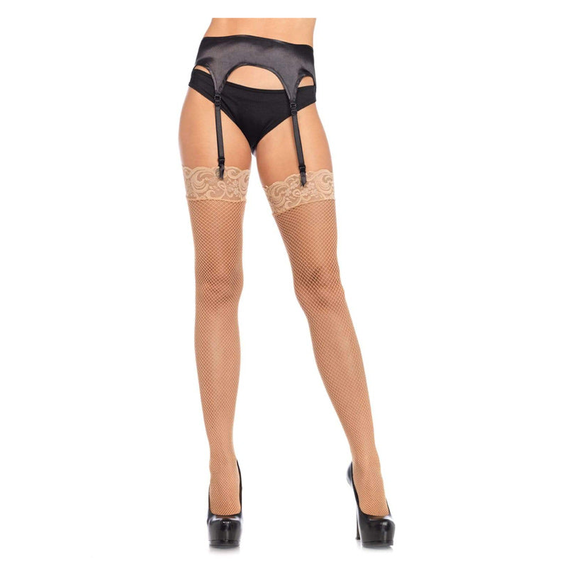 Leg Avenue - Fishnet Thigh High With 3 Inch Stretch Lace Top