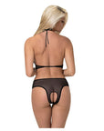 Forever Mesh Crotchless Underboob Teddy with Split Back