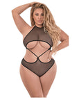 Forever Mesh Crotchless Underboob Teddy with Split Back