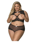 Passion Point Open Cup High Neck Bra And Split Crotch Skirt Panty