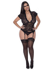Ooh La Lace Cap Sleeve Basque And Tanga Set