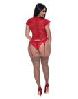Ooh La Lace Cap Sleeve Basque And Tanga Set