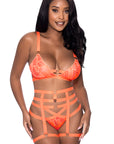 Rude Awakening Bralette, Thigh High Garter & Cheeky Panty Set