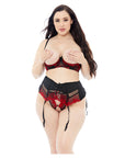 Popsi Embroidery Shelf Bra With Crotchless Panty And Garter