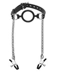 Mutiny Silicone O-Ring Gag With Nipple Clamps