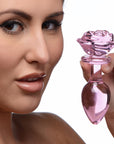 Pink Rose Glass Anal Plug