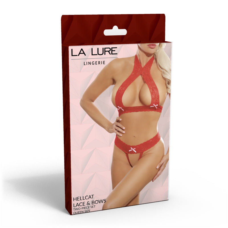 La Lure Hellcat Lace and Bows Two-Piece Set