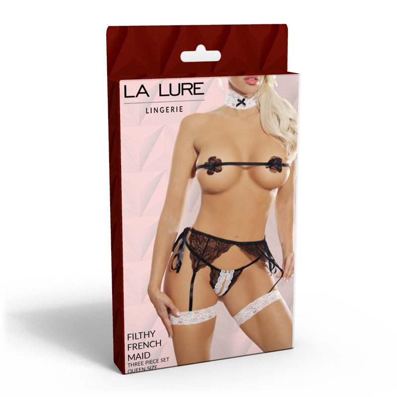 La Lure Filthy French Maid Lace Three-Piece Set