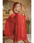 Allure Lace And Mesh Cape With Attached Waist Belt