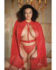 Allure Lace And Mesh Cape With Attached Waist Belt