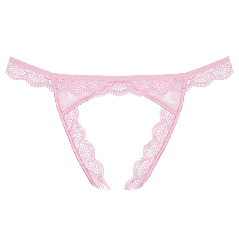Adore Peach-Y Lace And Mesh Open Panty