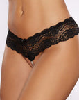 Allure Lip Sync Scalloped Lace Pearl String Thong