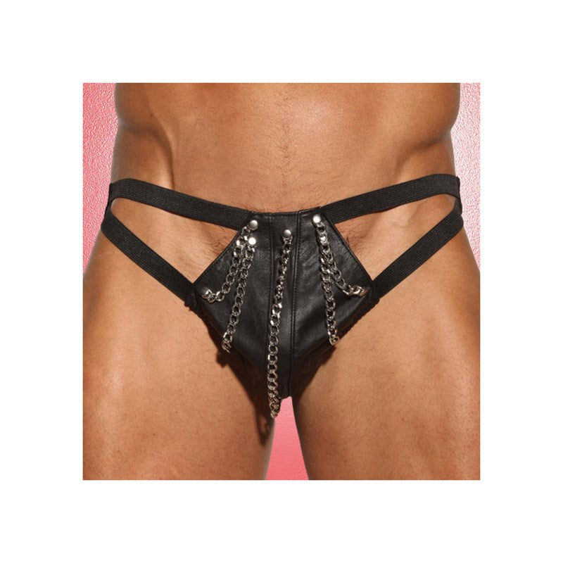 Mens Leather Slick Thong
