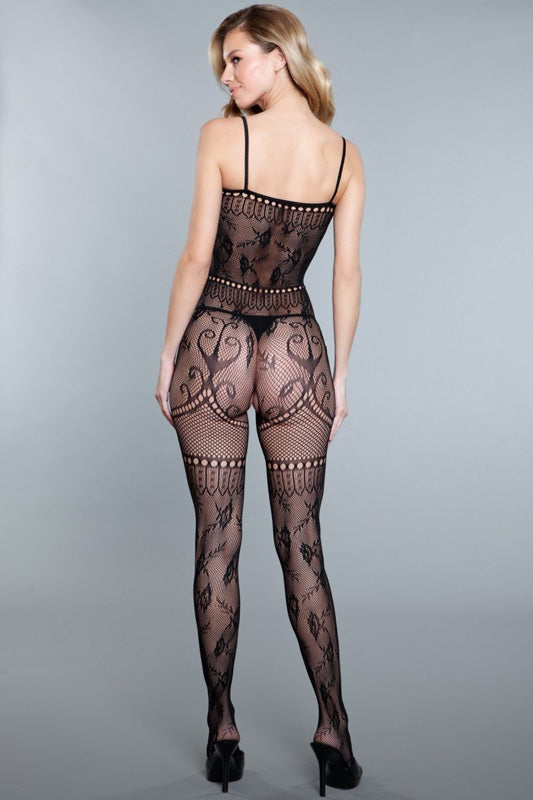 Multi-Detail Pattern Crotchless Bodystocking