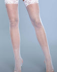 Fishnet Thigh Highs With Lace Top