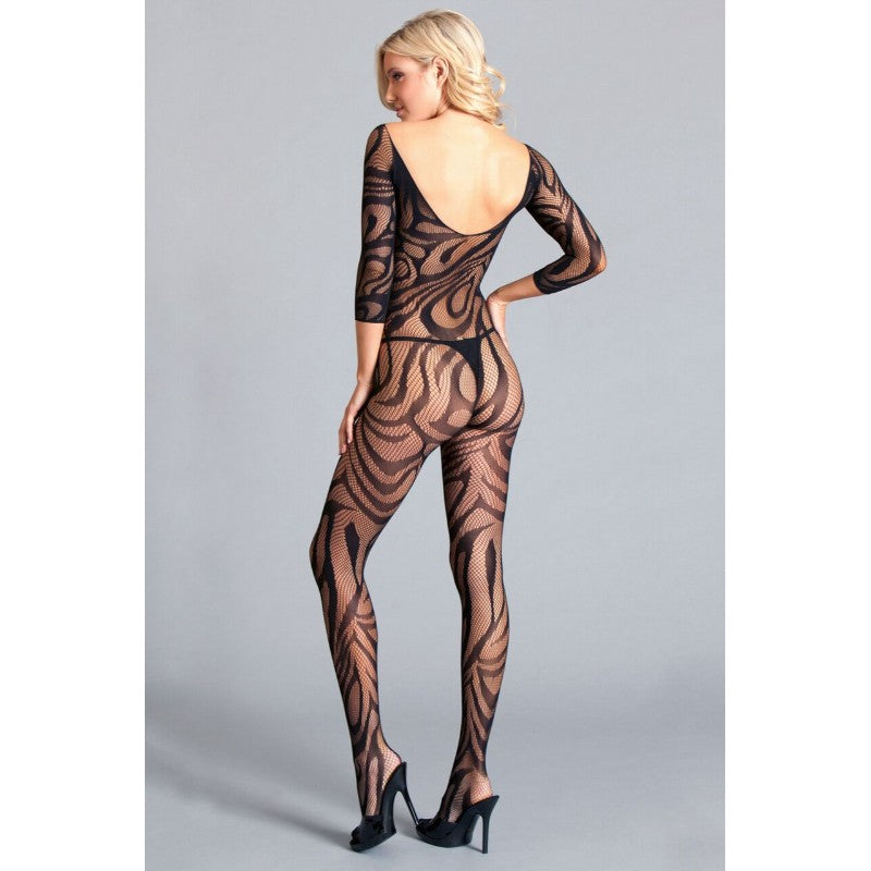 Scooped Neck Long Sleeve Crotchless Bodystocking