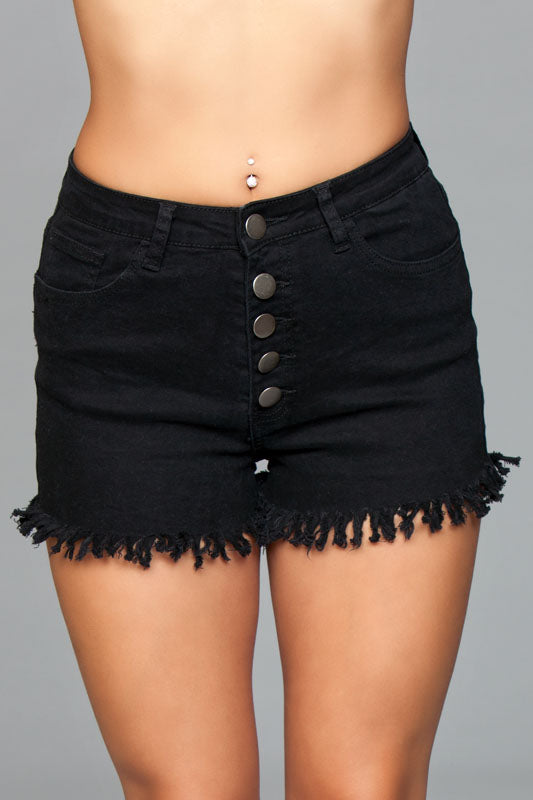 High Waisted Denim Shorts With Fringe