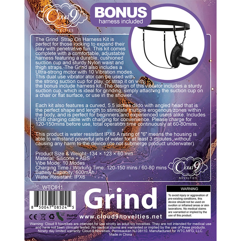 Cloud 9 Novelties Grind Insertable Vibe Suction Cup Dildo and Harness