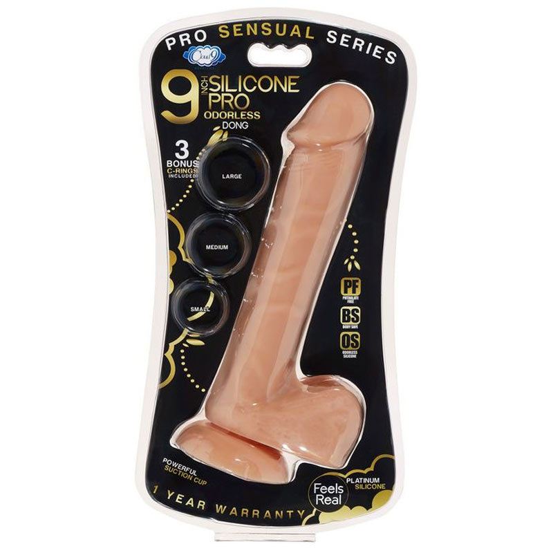 Cloud 9 Novelties Pro Sensual Premium Silicone Dong With 3 C Rings