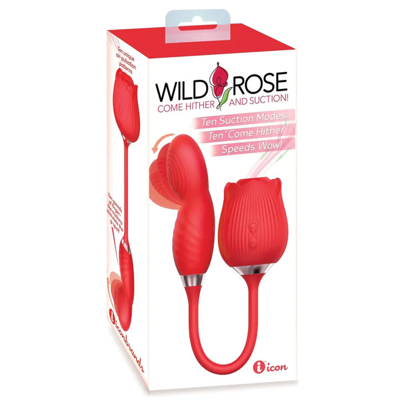 Wild Rose &amp; Come Hither Rechargable Silicone Suction Vibe