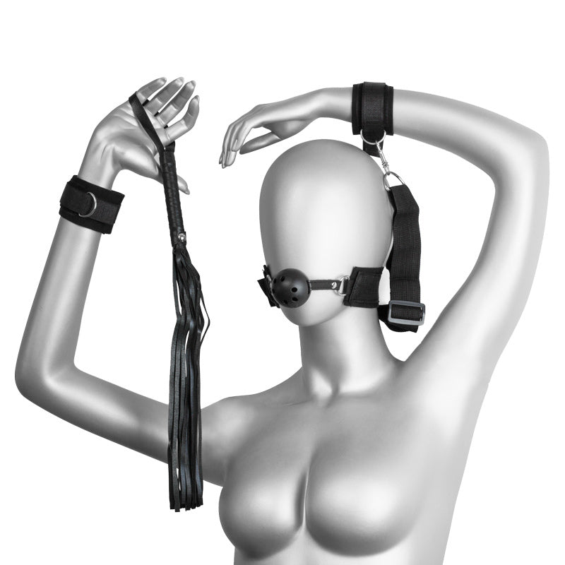 Fetish Ball Gag Cuffs &amp; Flogger