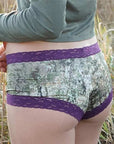 Wilderness Dreams ShapeShift Digital Camo Plum Lace Boy Short