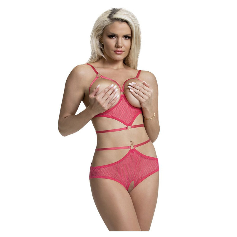 Diamond Girl Cupless Bra And Crotchless Panty Set