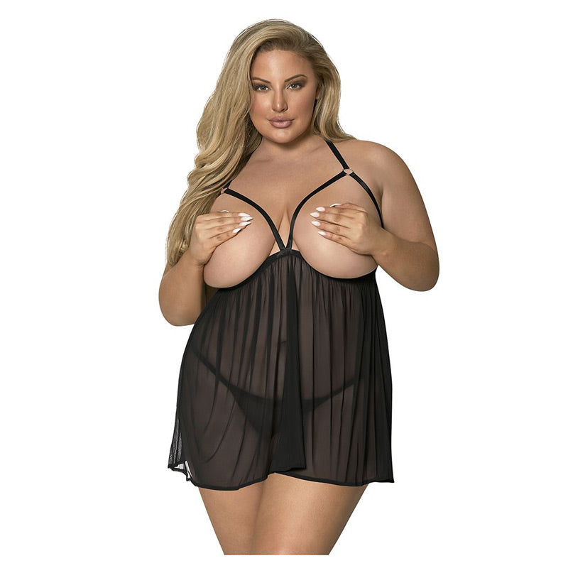 Sassy Cupless Baby Doll And Crotchless Panty Set