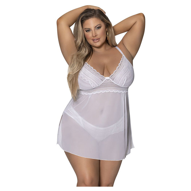 Modern Romance Baby Doll And Split Crotch Tanga