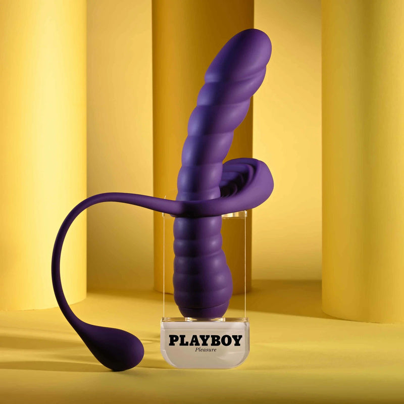Playboy Pleasure Twisted Playground Dual Vibrator with Detachable C-Ring with Tail