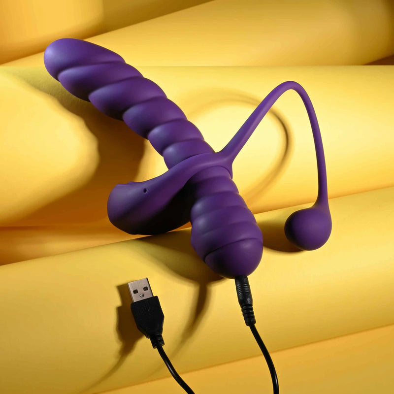 Playboy Pleasure Twisted Playground Dual Vibrator with Detachable C-Ring with Tail